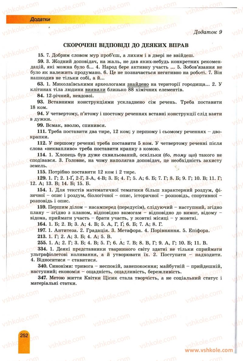 Страница 252 | Підручник Українська мова 11 клас О.В. Заболотний, В.В. Заболотний 2012