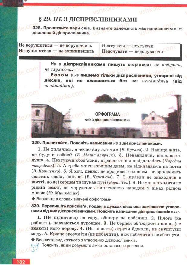 Страница 182 | Підручник Українська мова 7 клас О.П. Глазова, Ю.Б. Кузнецов 2007