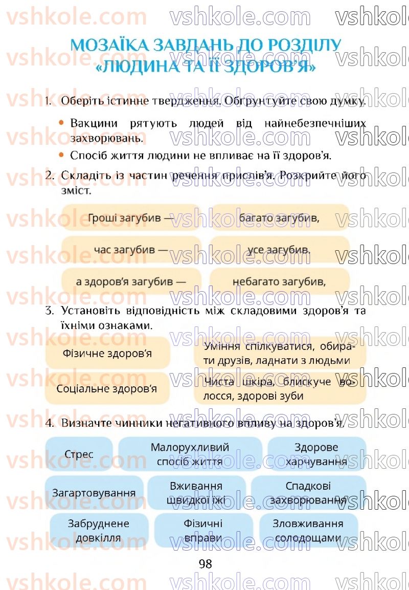 Страница 98 | Підручник Я досліджую світ 4 клас Т.В. Воронцова 2021 2 частина