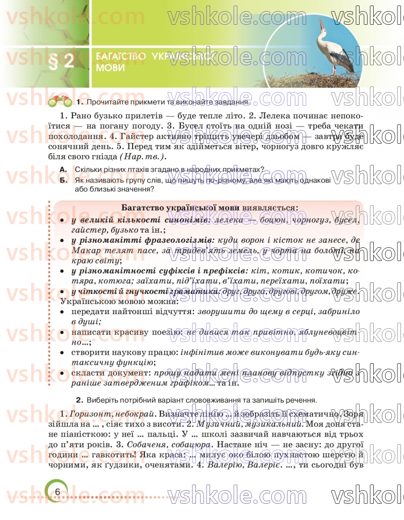 Страница 6 | Підручник Українська мова 6 клас О.М. Авраменко 2023