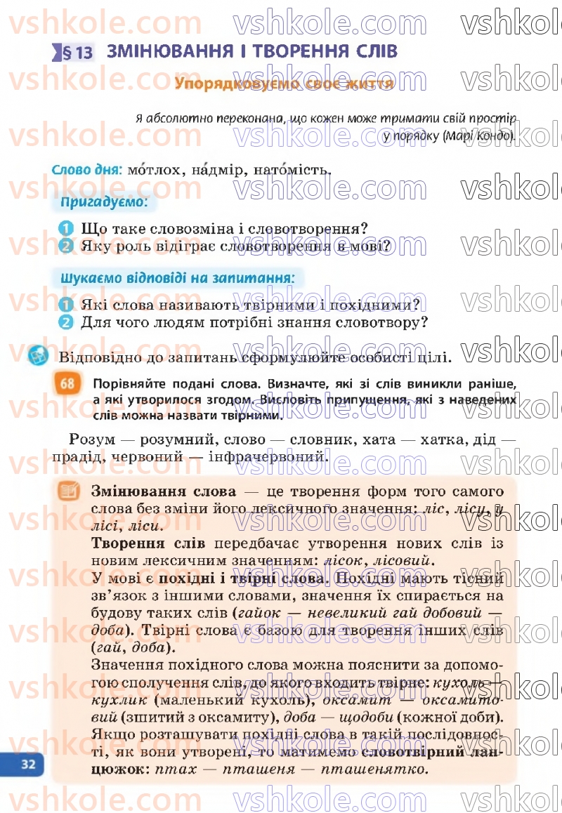 Страница 32 | Підручник Українська мова 6 клас Н.Б. Голуб, О.М. Горошкіна 2023