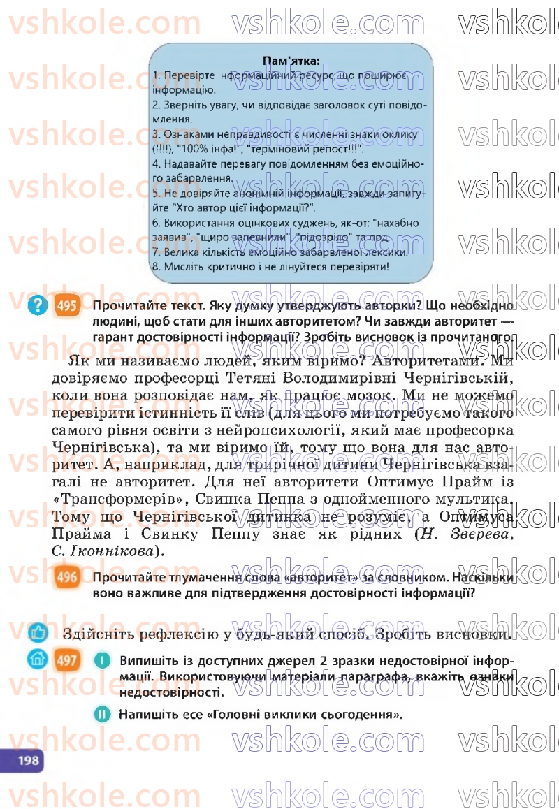 Страница 198 | Підручник Українська мова 6 клас Н.Б. Голуб, О.М. Горошкіна 2023