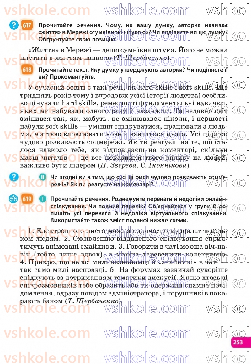 Страница 253 | Підручник Українська мова 6 клас Н.Б. Голуб, О.М. Горошкіна 2023