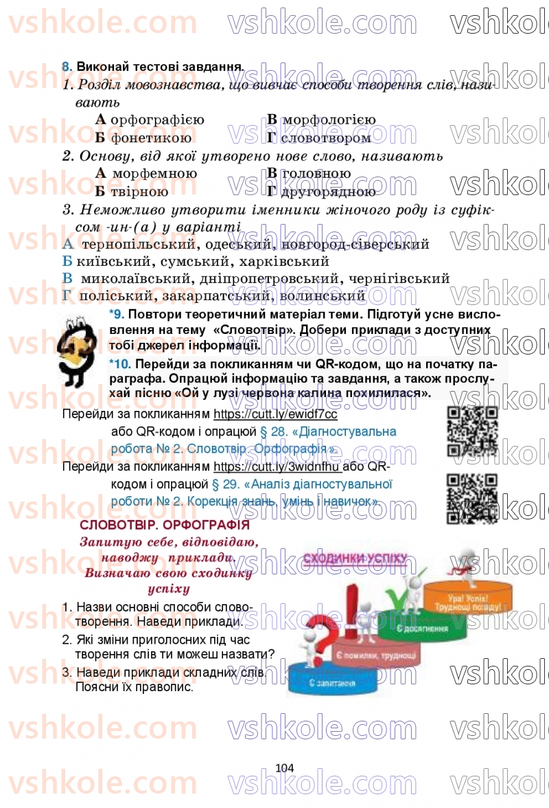 Страница 104 | Підручник Українська мова 6 клас О.М. Семеног, О.В. Калинич, Т.І. Дятленко 2023