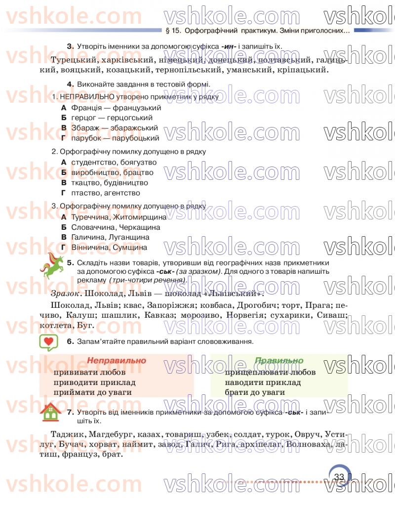 Страница 33 | Підручник Українська мова 7 клас О.М. Авраменко 2024