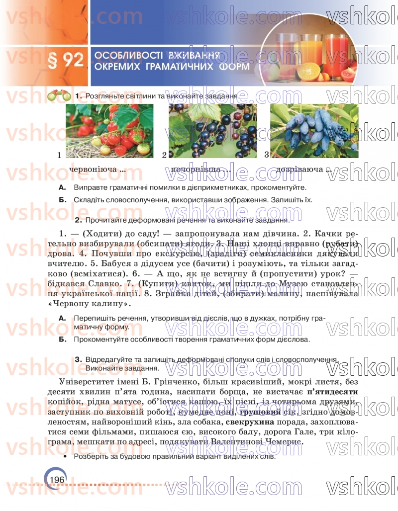 Страница 196 | Підручник Українська мова 7 клас О.М. Авраменко 2024