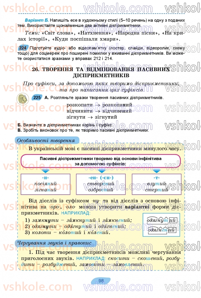 Страница 98 | Підручник Українська мова 7 клас В.В. Заболотний, О.В. Заболотний 2024