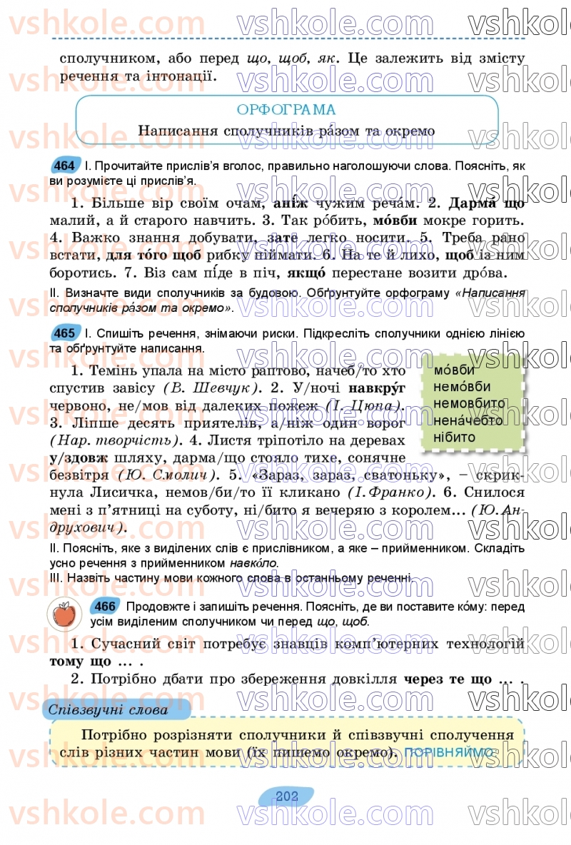 Страница 202 | Підручник Українська мова 7 клас В.В. Заболотний, О.В. Заболотний 2024