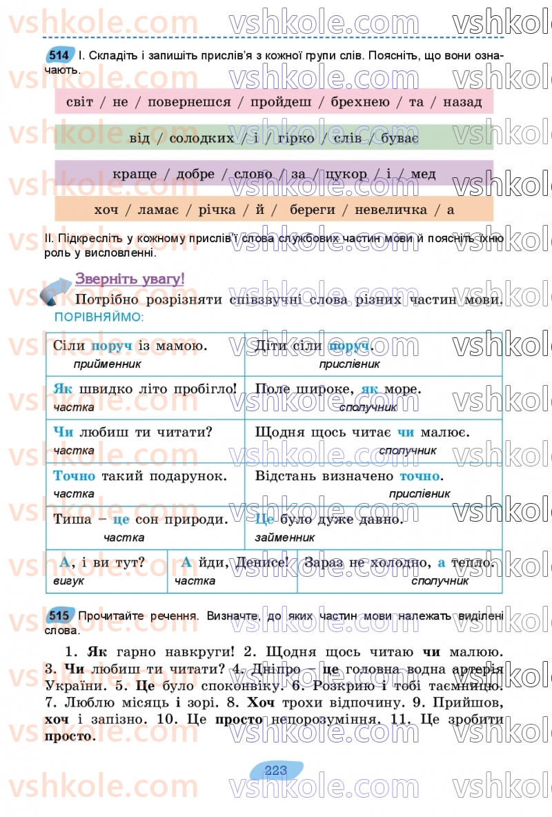 Страница 223 | Підручник Українська мова 7 клас В.В. Заболотний, О.В. Заболотний 2024