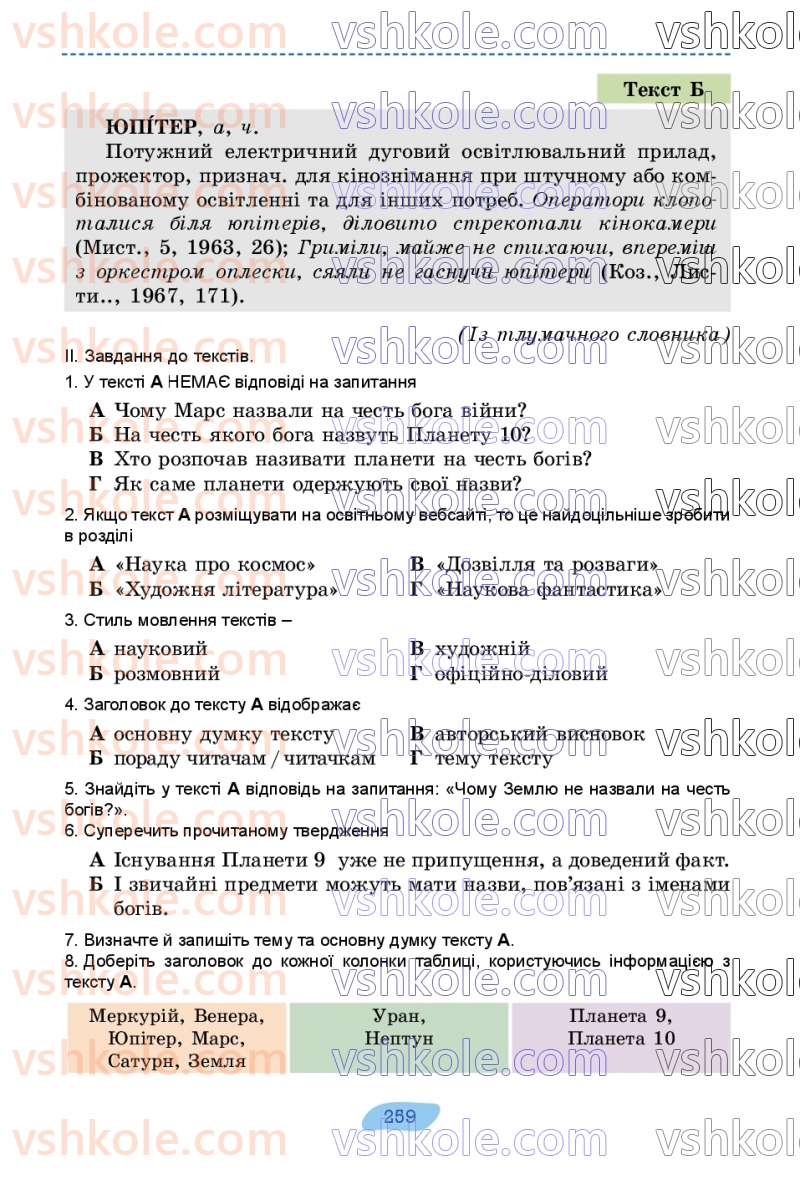 Страница 259 | Підручник Українська мова 7 клас В.В. Заболотний, О.В. Заболотний 2024