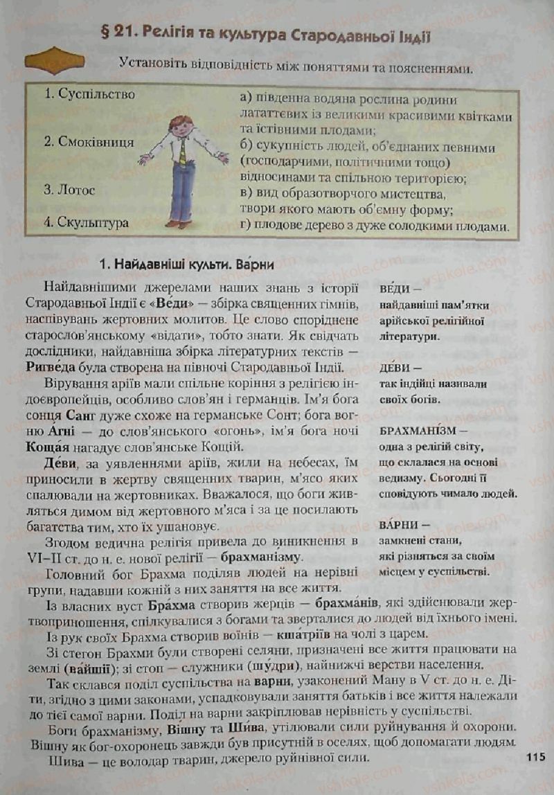 Страница 115 | Підручник Історія 6 клас С.О. Голованов, С.В. Костирко 2006