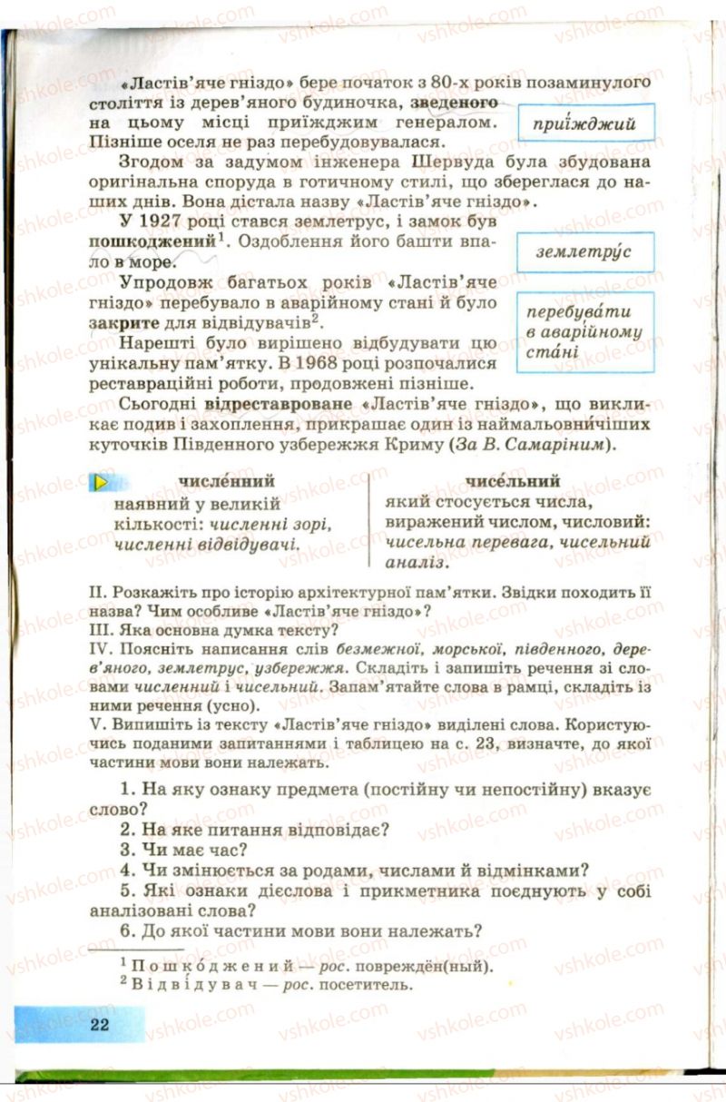 Страница 22 | Підручник Українська мова 7 клас Н.В. Бондаренко, А.В. Ярмолюк 2007