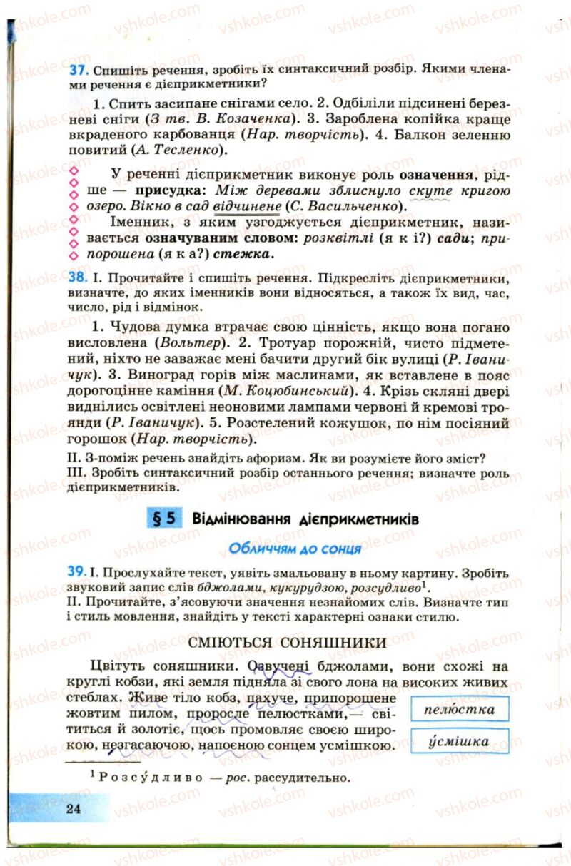 Страница 24 | Підручник Українська мова 7 клас Н.В. Бондаренко, А.В. Ярмолюк 2007