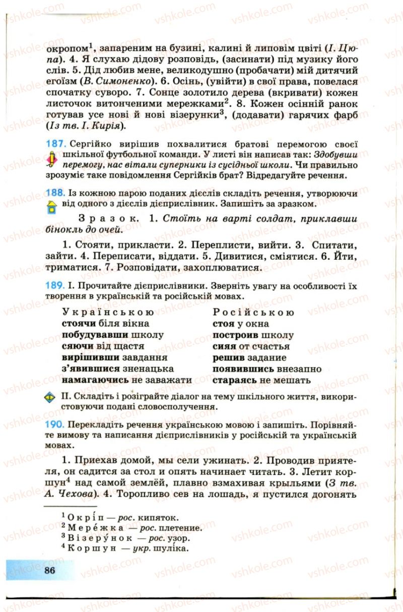 Страница 86 | Підручник Українська мова 7 клас Н.В. Бондаренко, А.В. Ярмолюк 2007