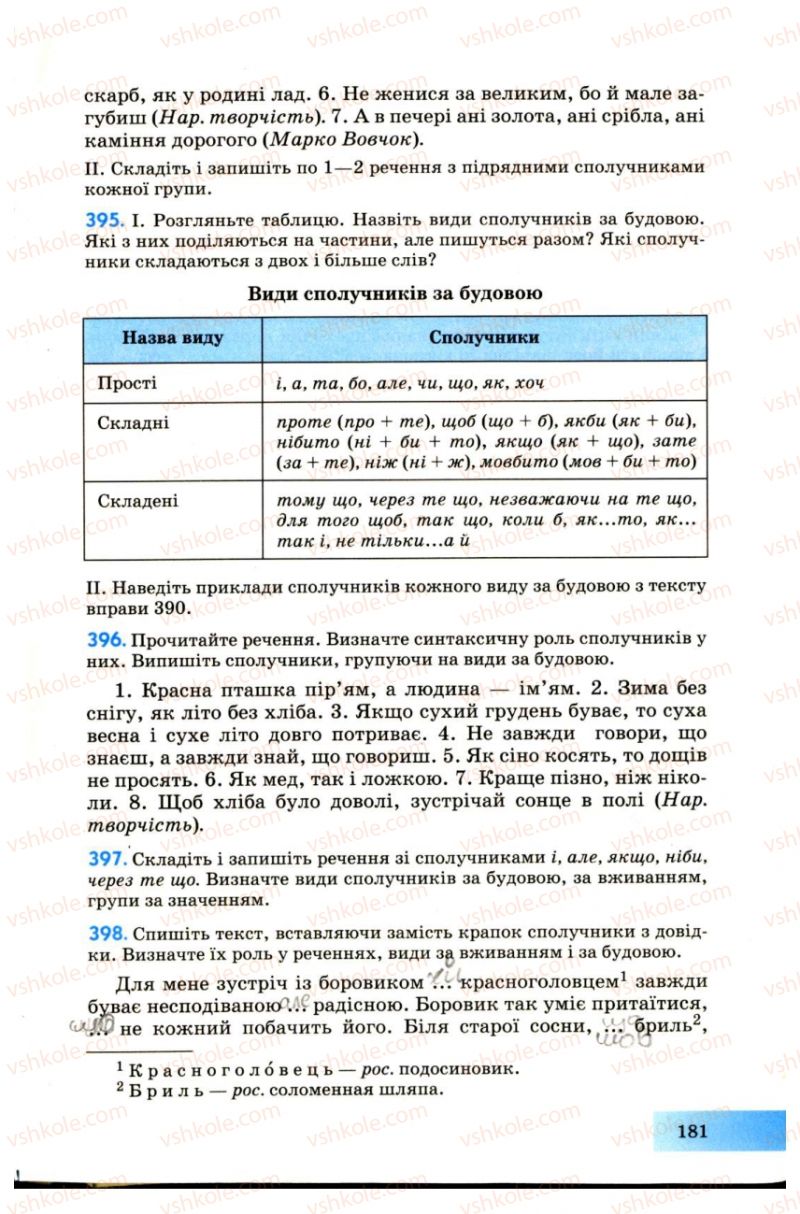 Страница 181 | Підручник Українська мова 7 клас Н.В. Бондаренко, А.В. Ярмолюк 2007