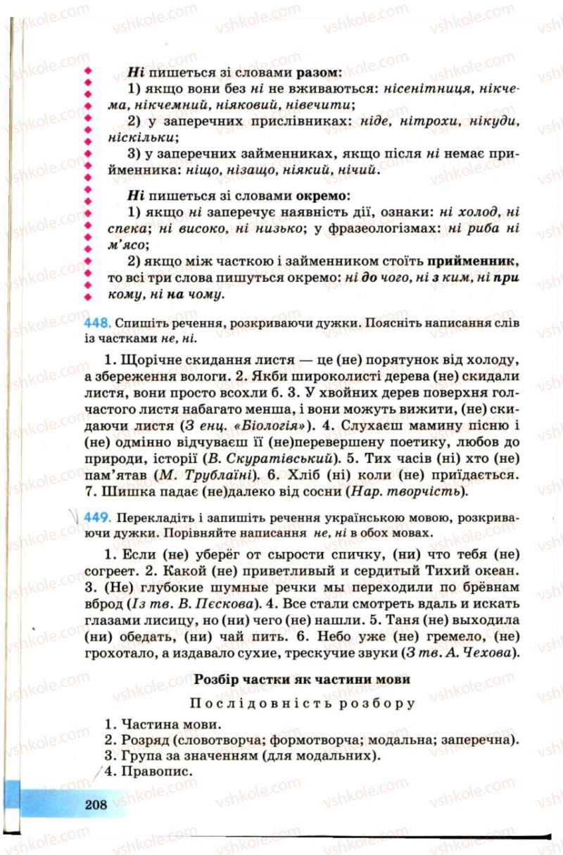 Страница 208 | Підручник Українська мова 7 клас Н.В. Бондаренко, А.В. Ярмолюк 2007