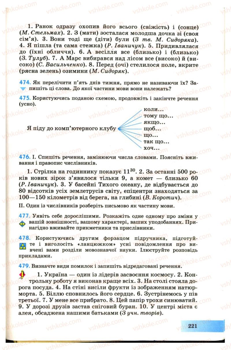 Страница 221 | Підручник Українська мова 7 клас Н.В. Бондаренко, А.В. Ярмолюк 2007