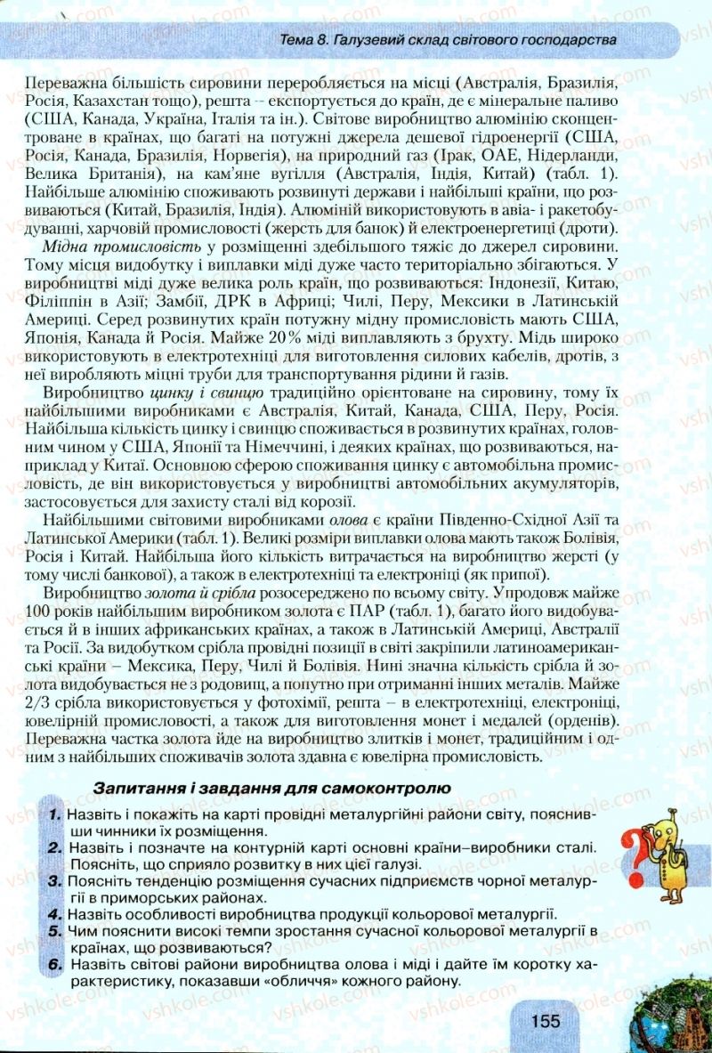 Страница 155 | Підручник Географія 10 клас Л.Б. Паламарчук, Т.Г. Гільберг, В.В. Безуглий 2010