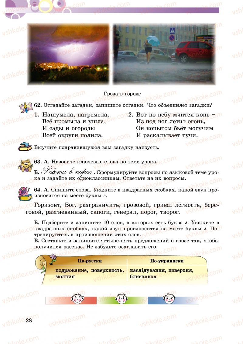 Страница 28 | Підручник Русский язык 5 клас Т.М. Полякова, Е.И. Самонова 2013