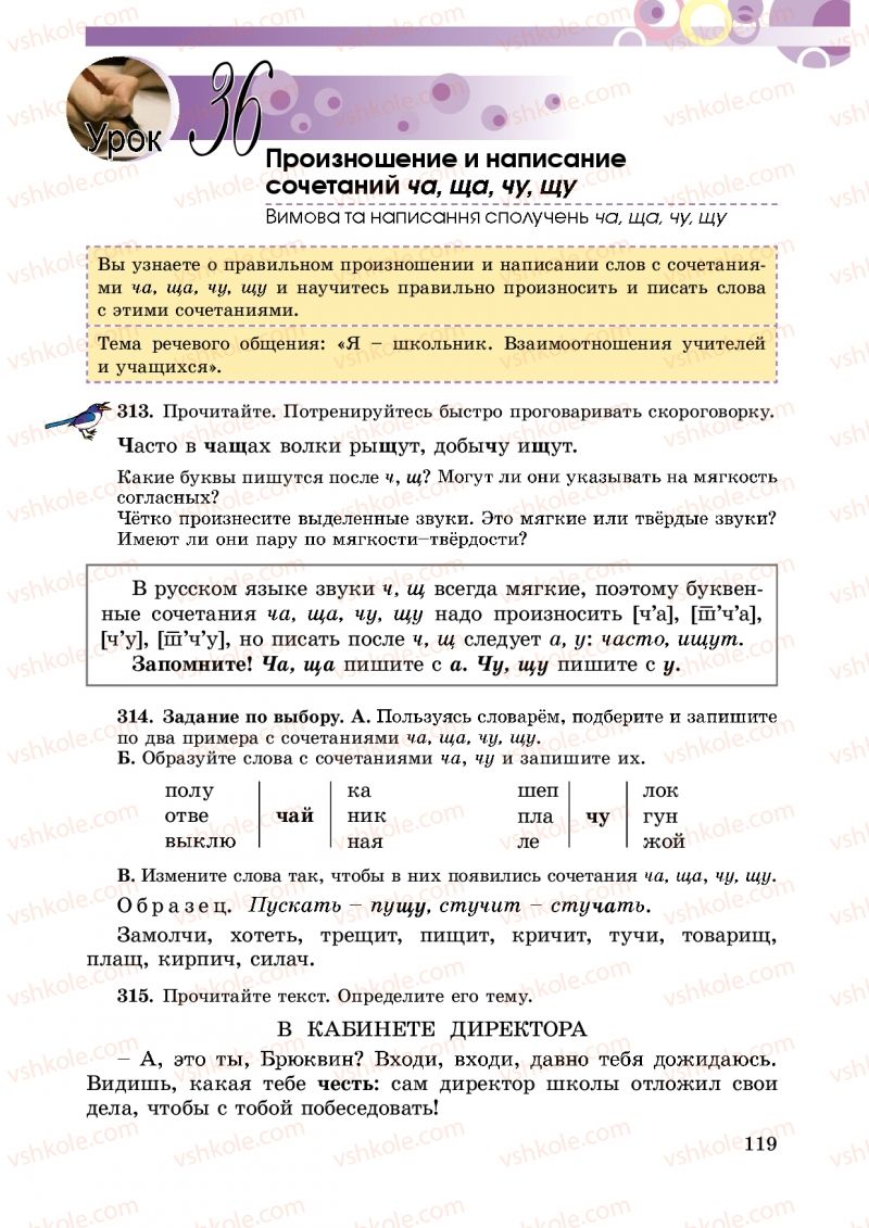 Страница 119 | Підручник Русский язык 5 клас Т.М. Полякова, Е.И. Самонова 2013