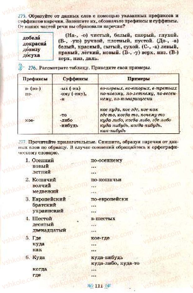 Страница 111 | Підручник Русский язык 7 клас Н.А. Пашковская, Г.А. Михайловская, С.А. Распопова 2009