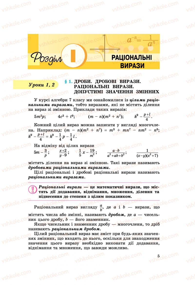 Страница 5 | Підручник Алгебра 8 клас О.С. Істер 2008