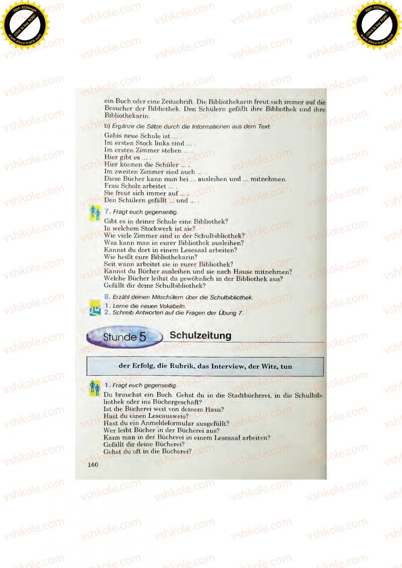 Страница 160 | Підручник Німецька мова 7 клас Н.П. Басай 2011
