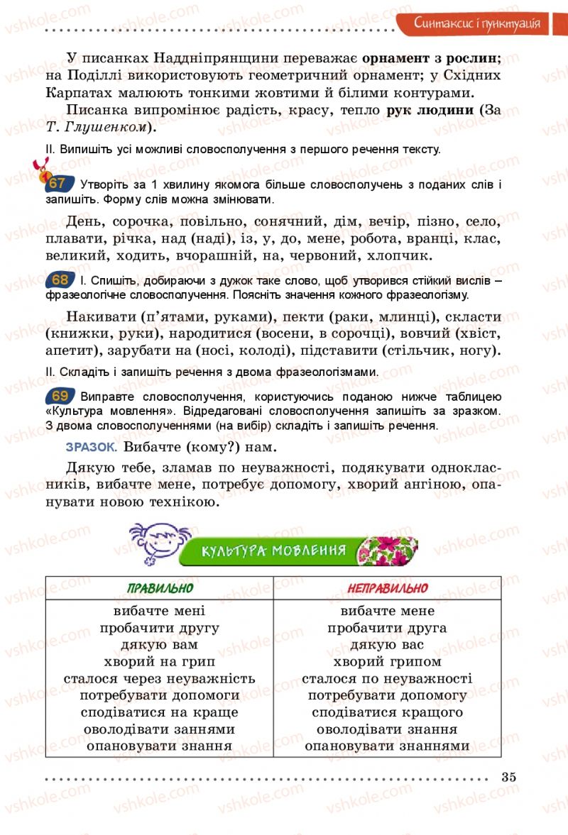 Страница 35 | Підручник Українська мова 5 клас О.В. Заболотний 2013