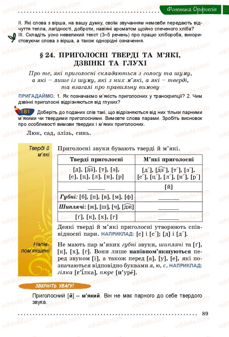 Страница 89 | Підручник Українська мова 5 клас О.В. Заболотний 2013