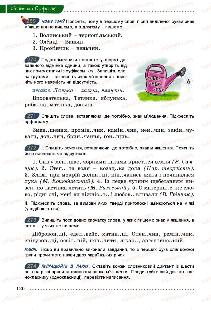 Страница 126 | Підручник Українська мова 5 клас О.В. Заболотний 2013