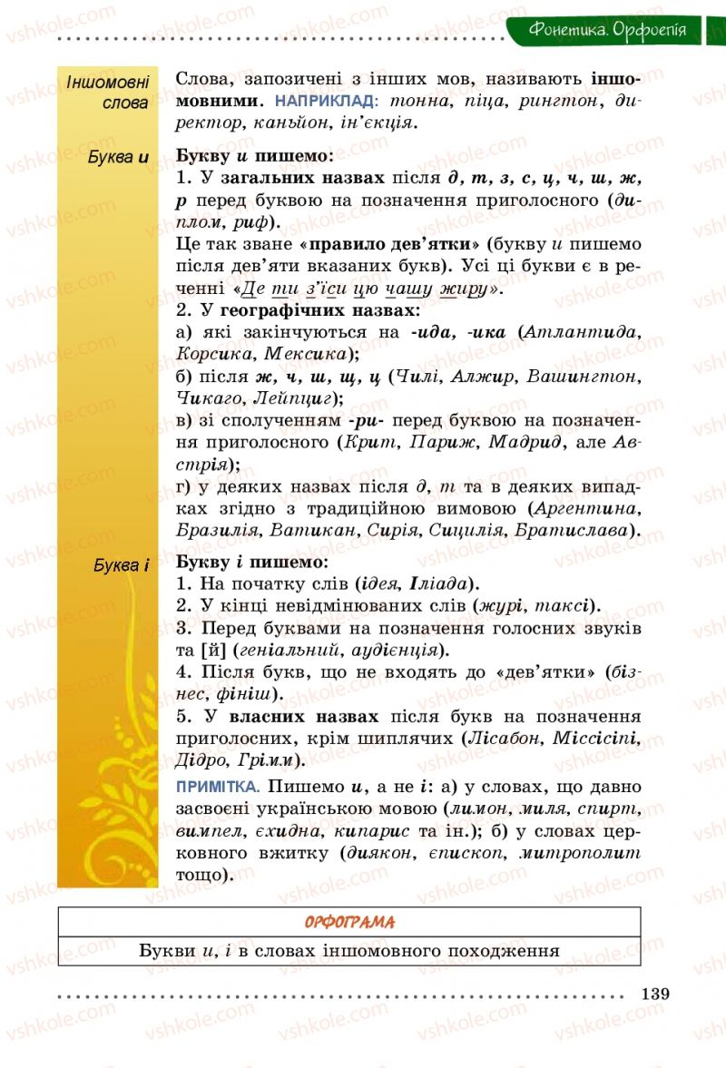 Страница 139 | Підручник Українська мова 5 клас О.В. Заболотний 2013