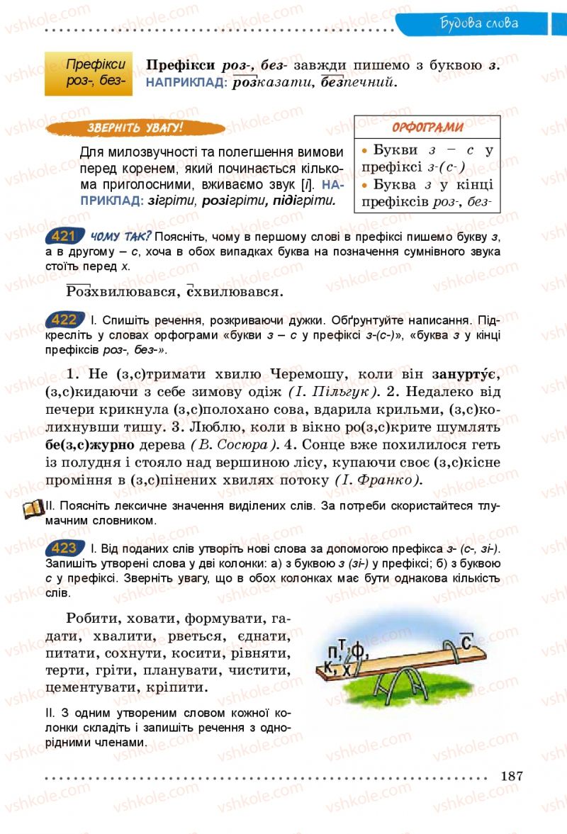 Страница 187 | Підручник Українська мова 5 клас О.В. Заболотний 2013