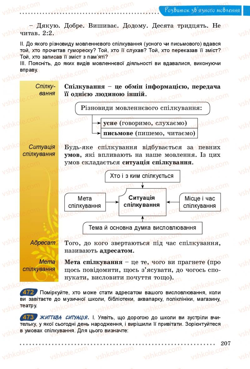 Страница 207 | Підручник Українська мова 5 клас О.В. Заболотний 2013