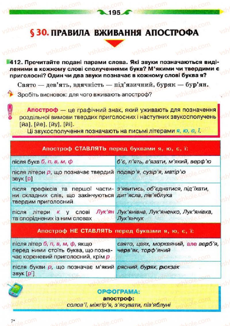 Страница 195 | Підручник Українська мова 5 клас О.П. Глазова 2013