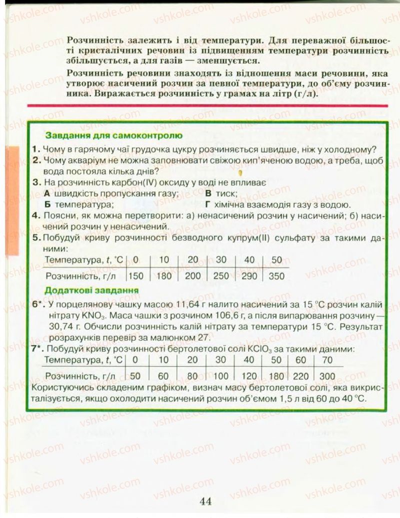 Страница 44 | Підручник Хімія 9 клас Н.М. Буринська, Л.П. Величко 2009