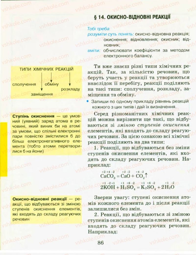 Страница 86 | Підручник Хімія 9 клас Н.М. Буринська, Л.П. Величко 2009