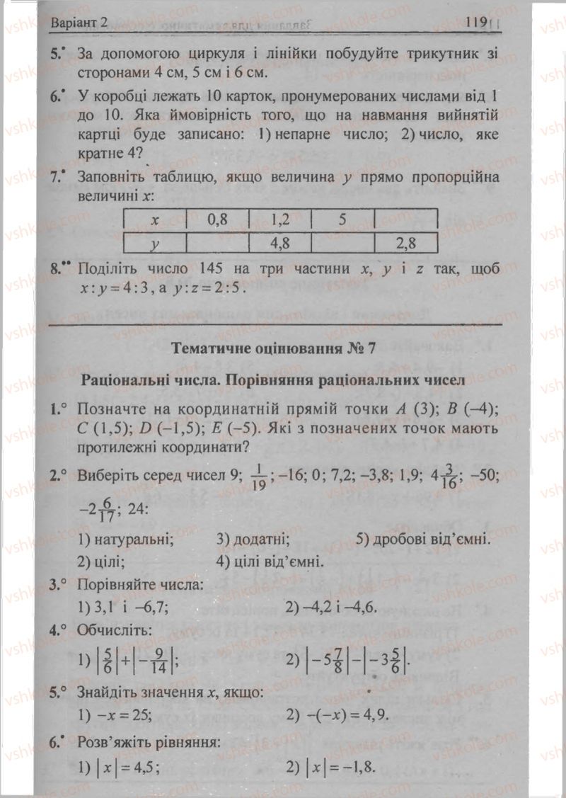 Страница 119 | Підручник Математика 6 клас А.Г. Мерзляк, В.Б. Полонський, М.С. Якір 2009 Збірник задач і контрольних робіт