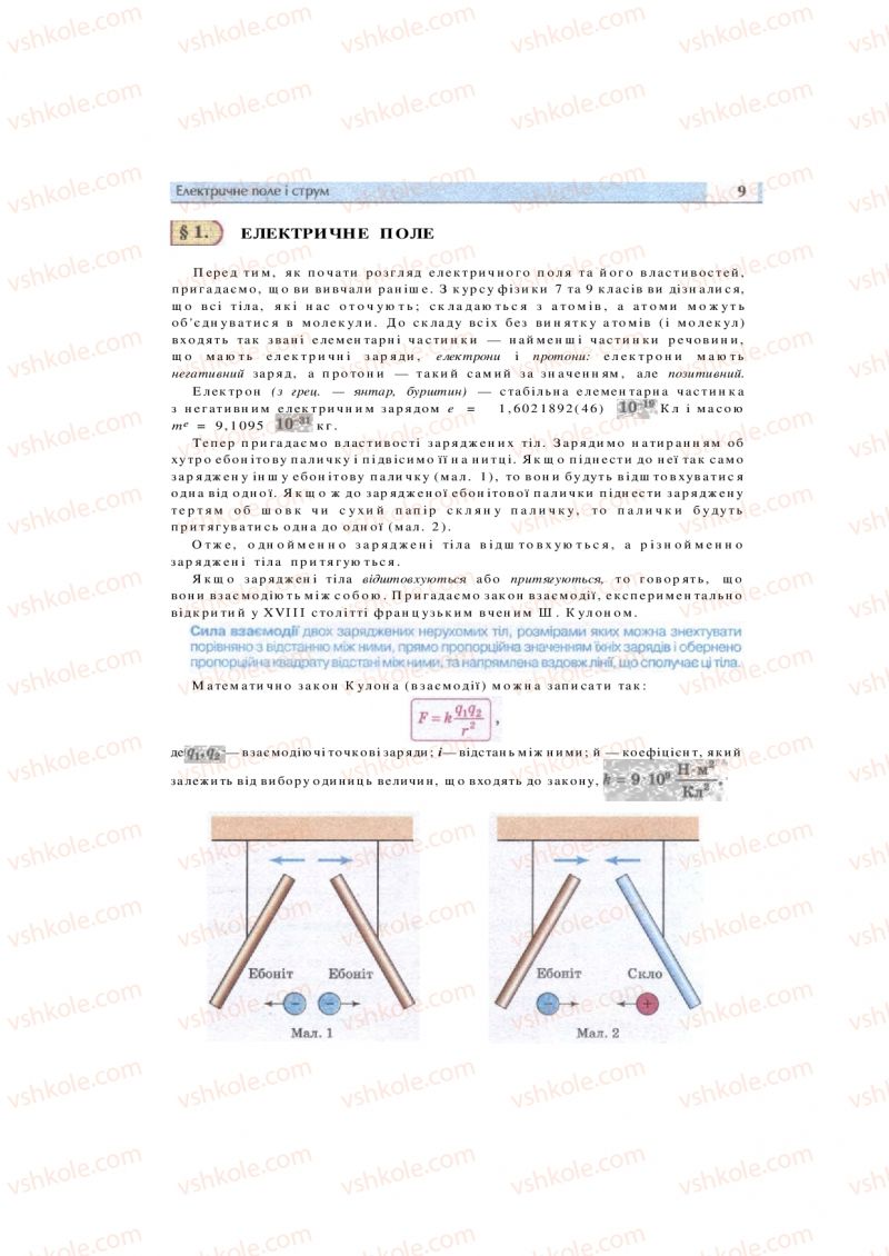 Страница 9 | Підручник Фізика 11 клас  В.Д. Сиротюк, В.І. Баштовий 2011