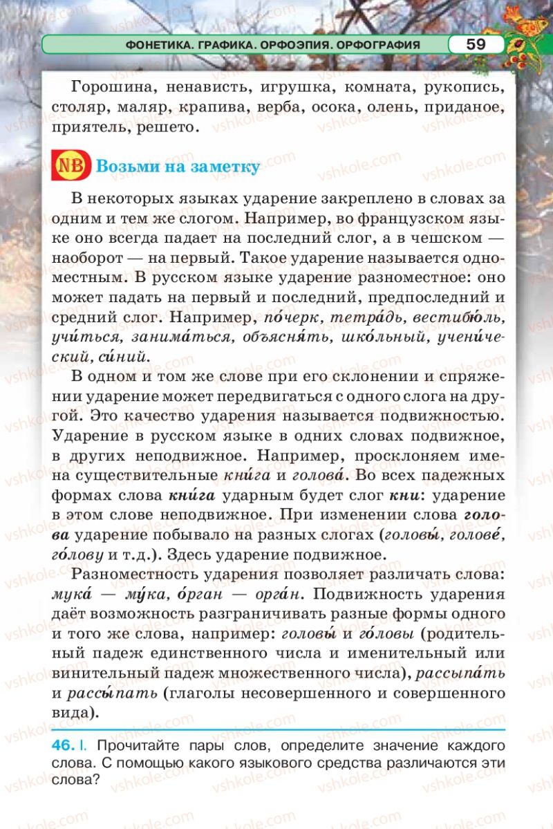 Страница 59 | Підручник Русский язык 5 клас Л.В. Давидюк 2013