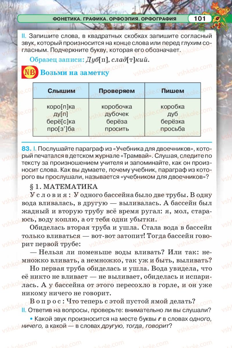 Страница 101 | Підручник Русский язык 5 клас Л.В. Давидюк 2013