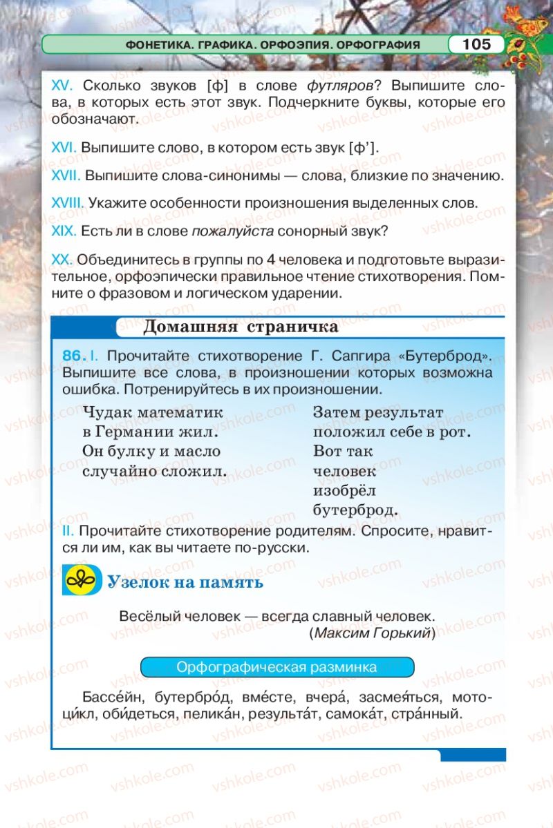 Страница 105 | Підручник Русский язык 5 клас Л.В. Давидюк 2013