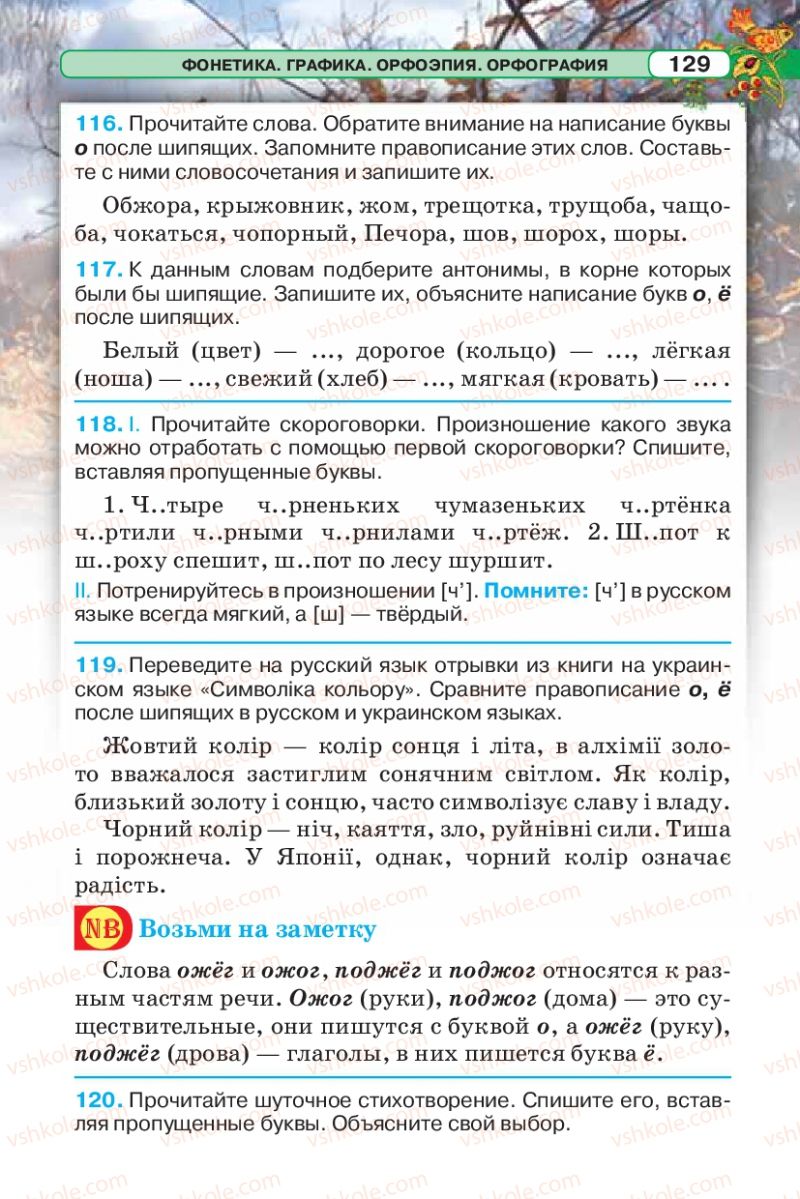 Страница 129 | Підручник Русский язык 5 клас Л.В. Давидюк 2013