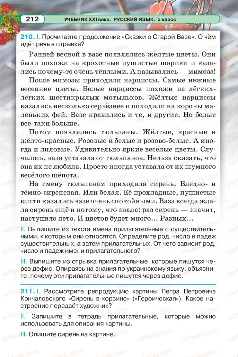 Страница 212 | Підручник Русский язык 5 клас Л.В. Давидюк 2013