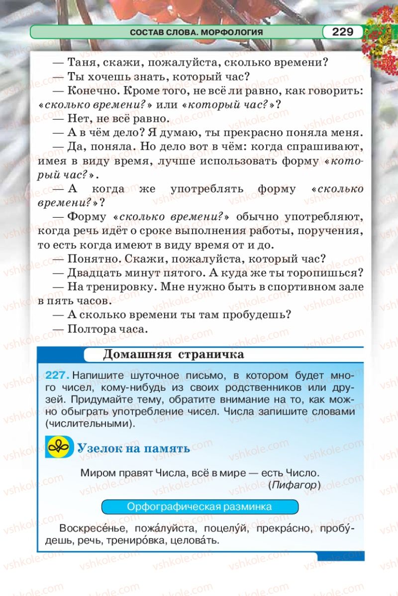 Страница 229 | Підручник Русский язык 5 клас Л.В. Давидюк 2013