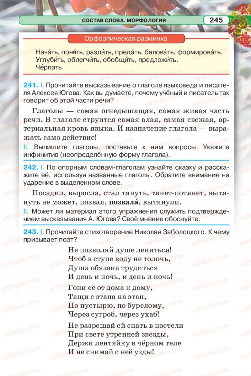 Страница 245 | Підручник Русский язык 5 клас Л.В. Давидюк 2013