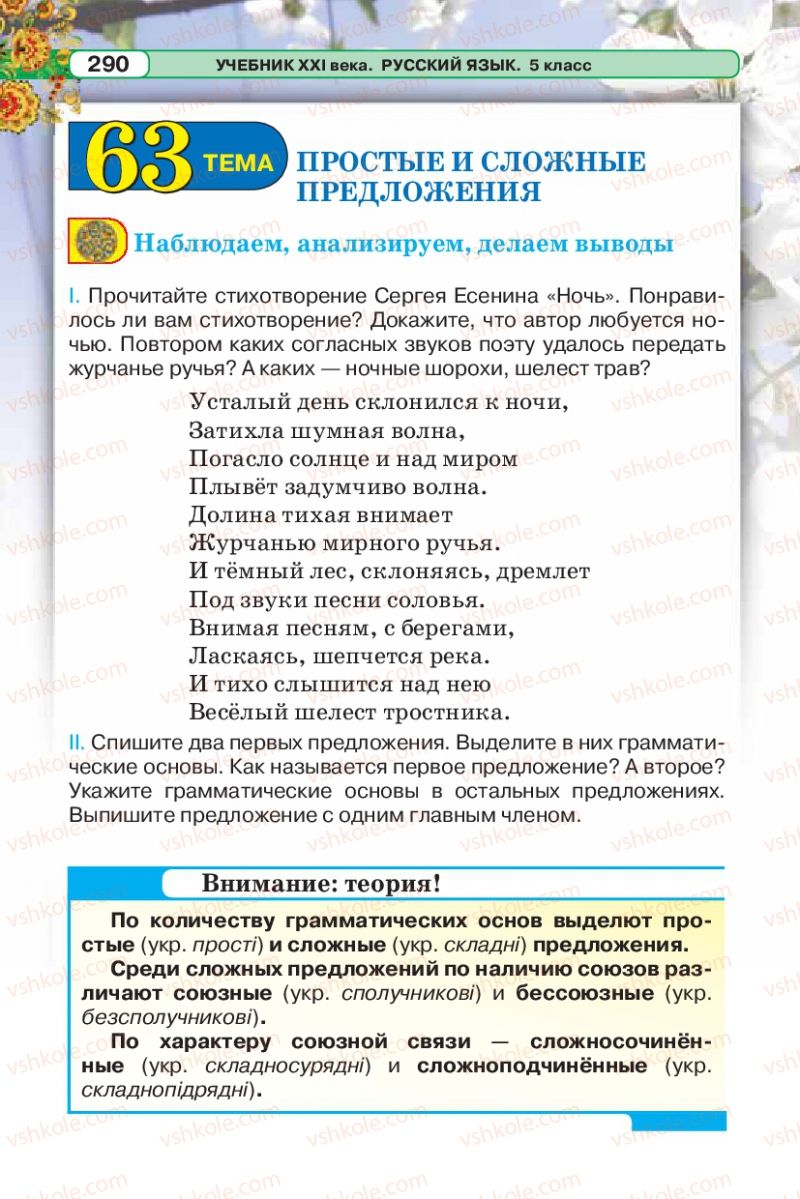 Страница 290 | Підручник Русский язык 5 клас Л.В. Давидюк 2013