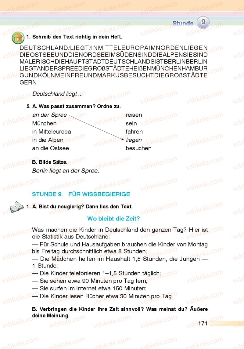 Страница 171 | Підручник Німецька мова 5 клас М.М. Сидоренко, О.А. Палій 2013
