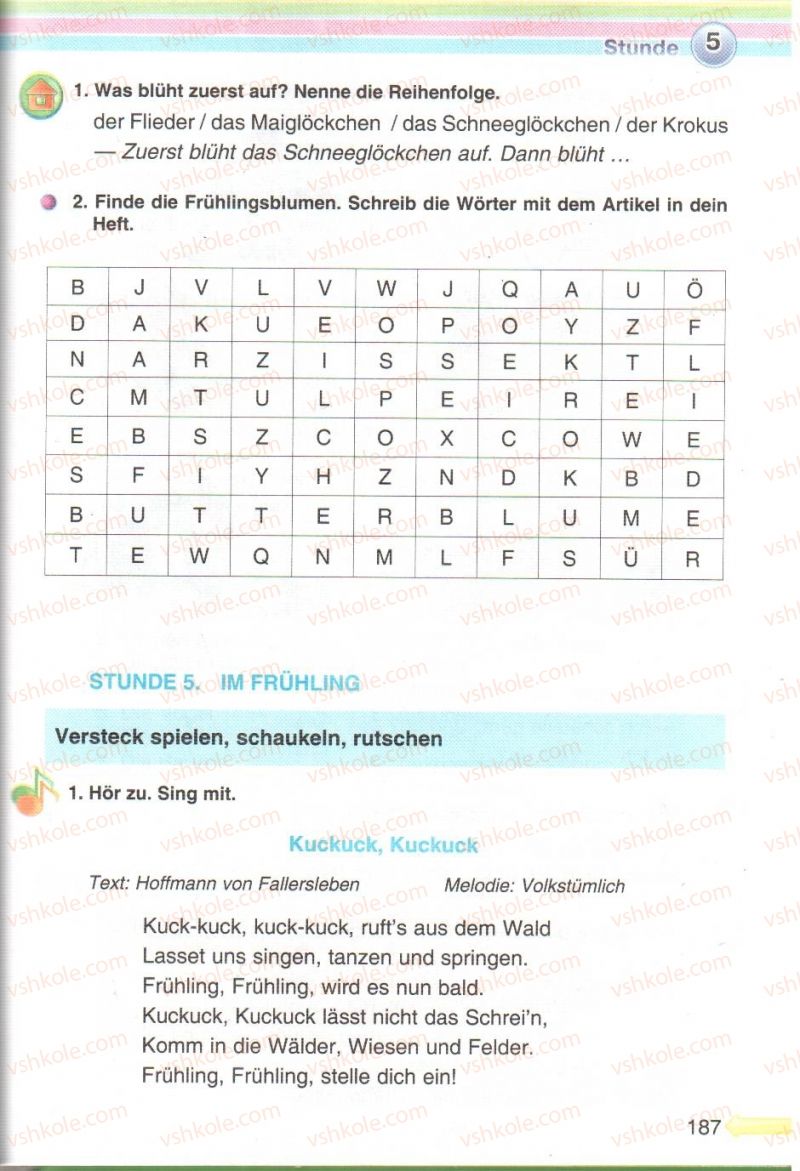 Страница 187 | Підручник Німецька мова 5 клас М.М. Сидоренко, О.А. Палій 2013