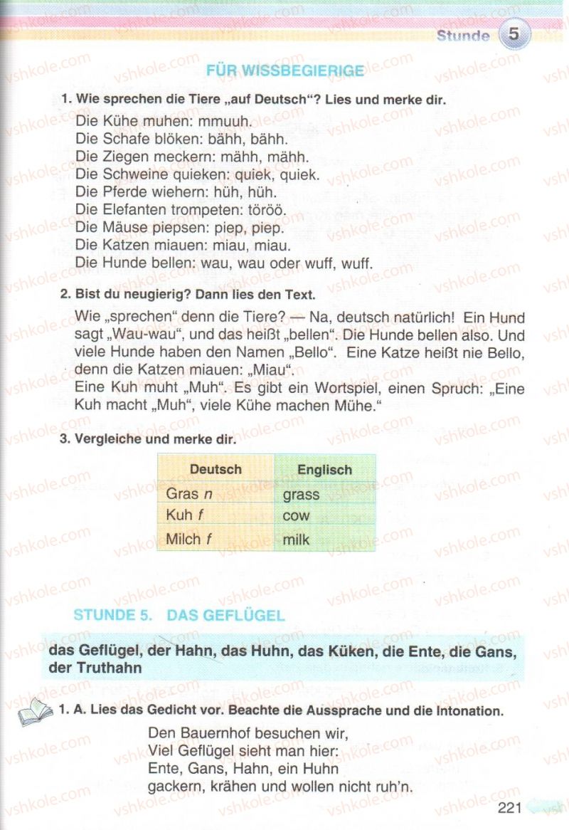Страница 221 | Підручник Німецька мова 5 клас М.М. Сидоренко, О.А. Палій 2013