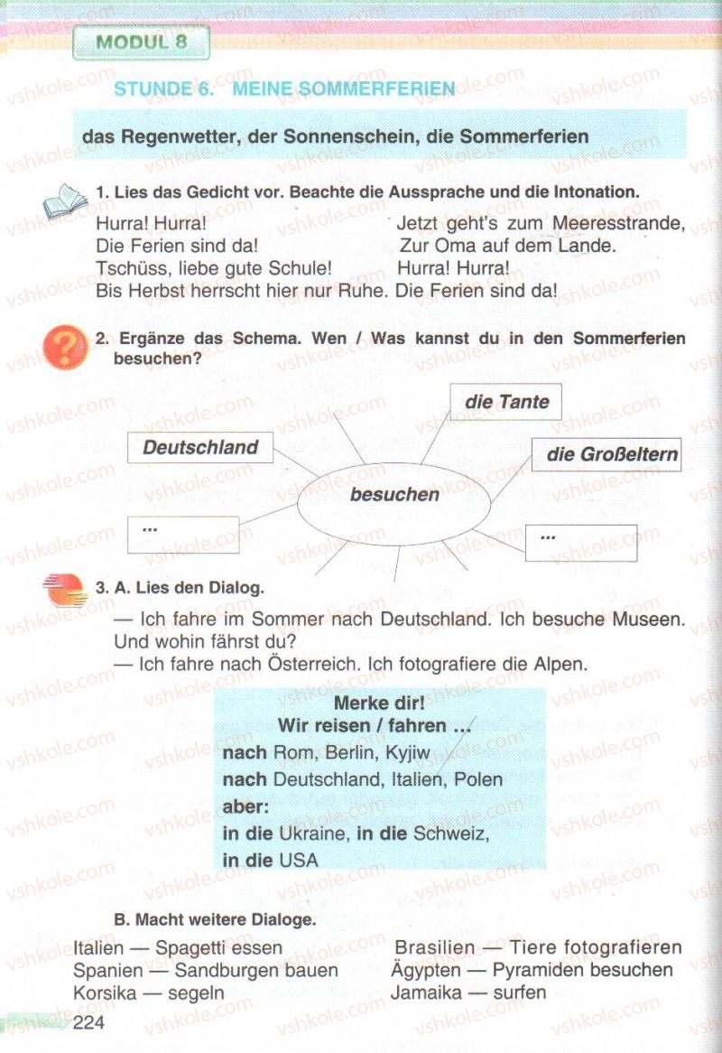 Страница 224 | Підручник Німецька мова 5 клас М.М. Сидоренко, О.А. Палій 2013